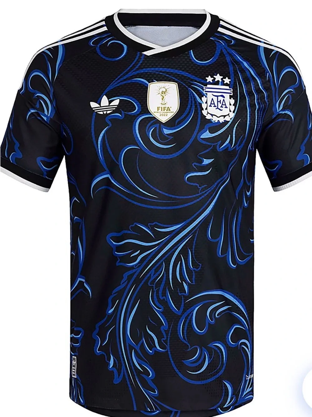 Authentic adidas Men’s Black & Blue Argentina Football Jersey with Swirl Print